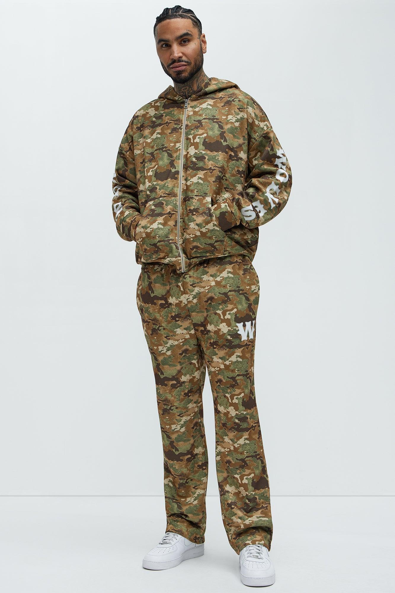 Wolves Camo Oversized Zip Up Hoodie - Camouflage Product Image