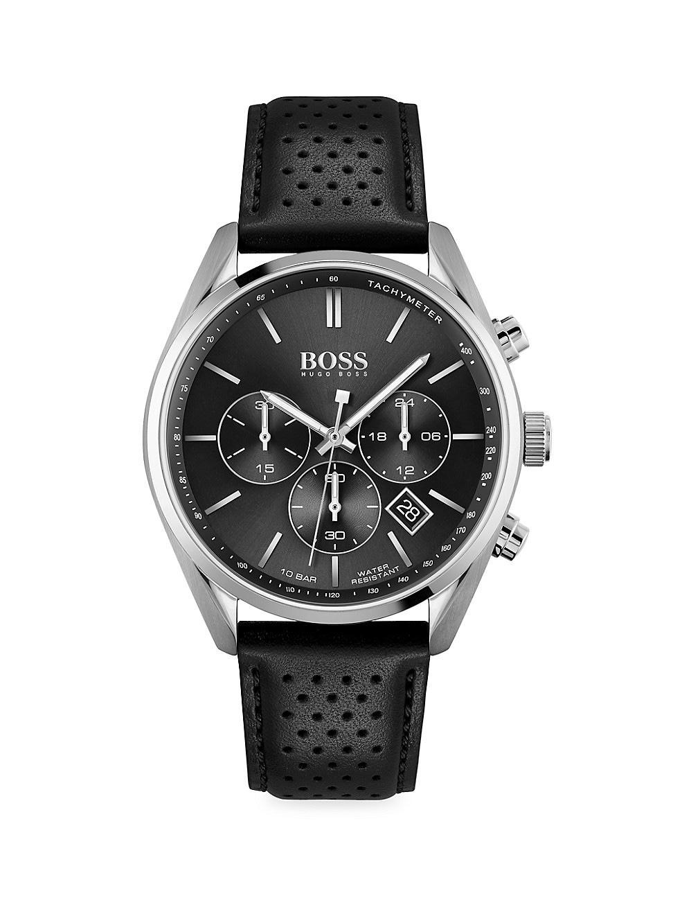 Hugo Boss Mens Champion Chronograph Leather Strap Watch Product Image