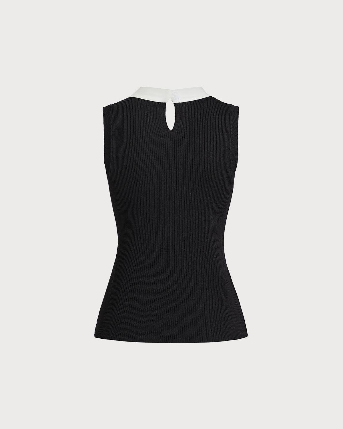 Black Contrast Mock Neck Tank Top Product Image