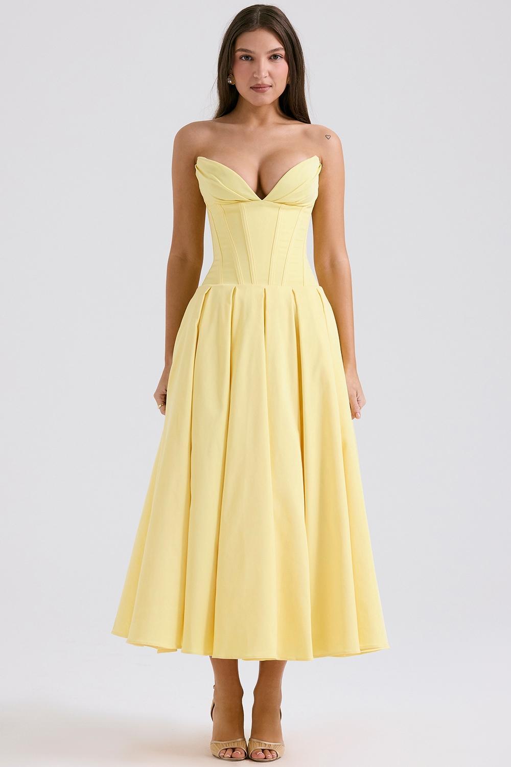 Lady Sunshine Strapless Tulle Midi Dress Product Image