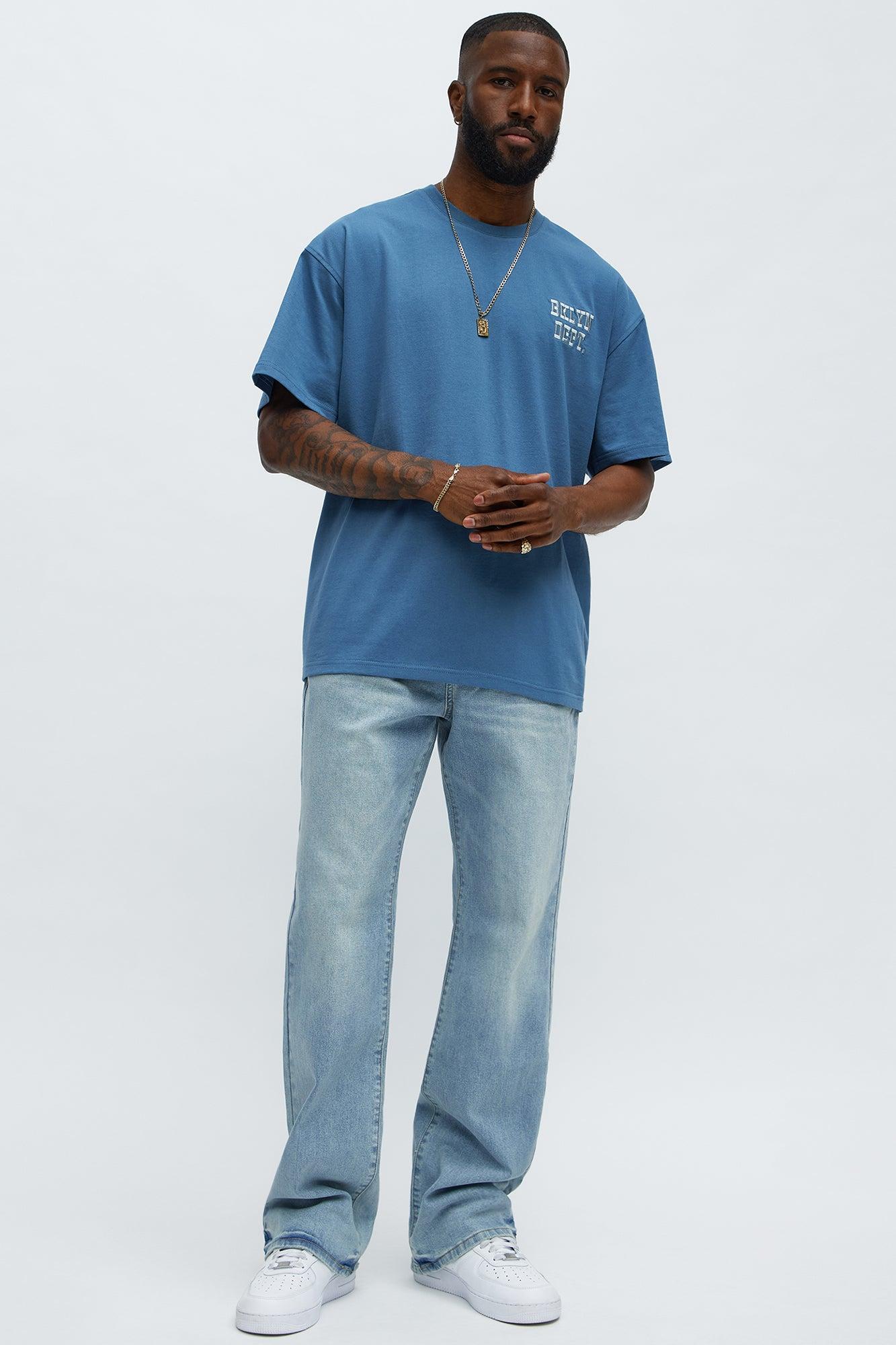 Short Sleeve Blessed Puff Print Tee - Blue Male Product Image