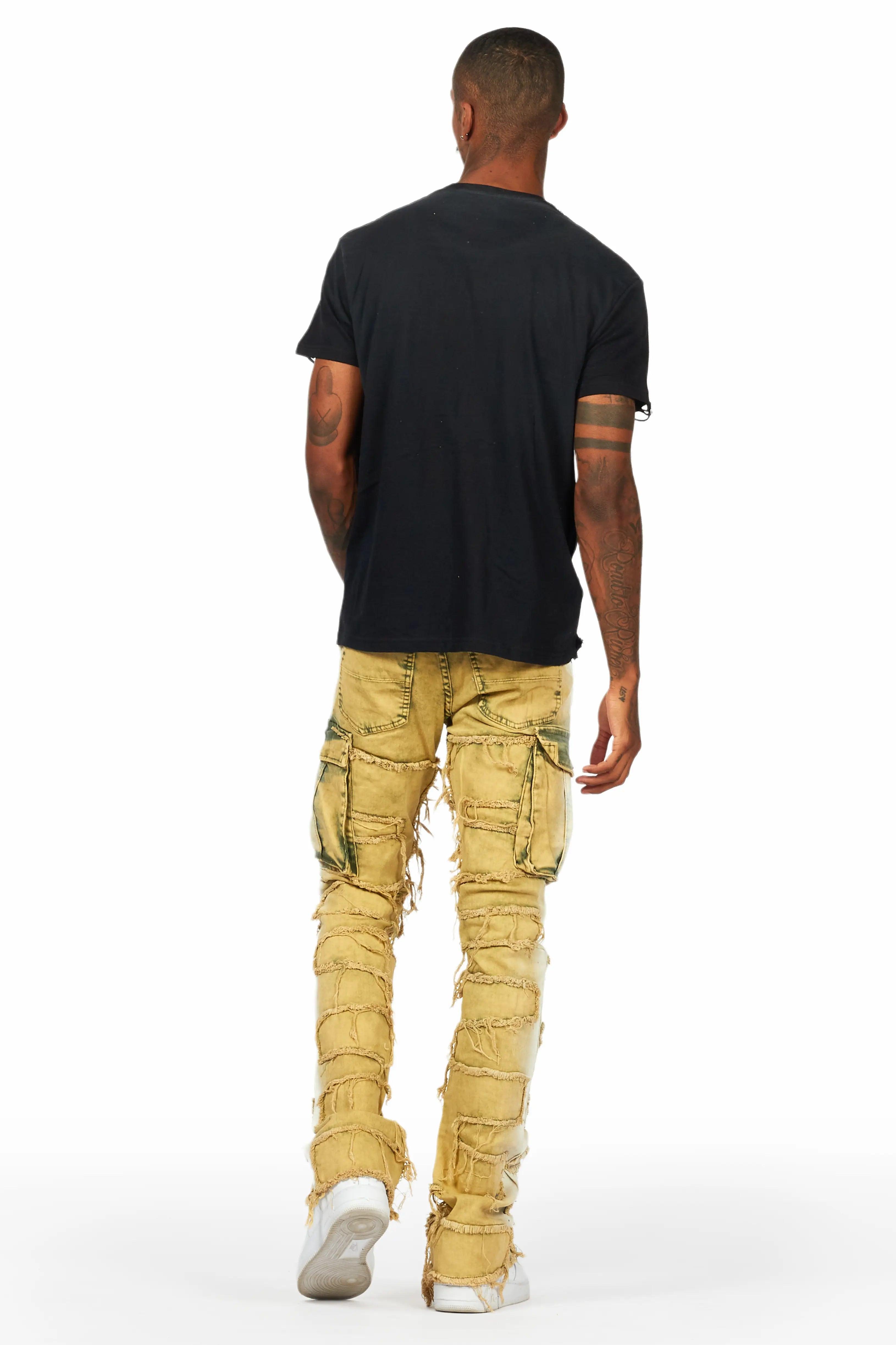 Jairo Yellow Painter Stacked Flare Jean Male Product Image