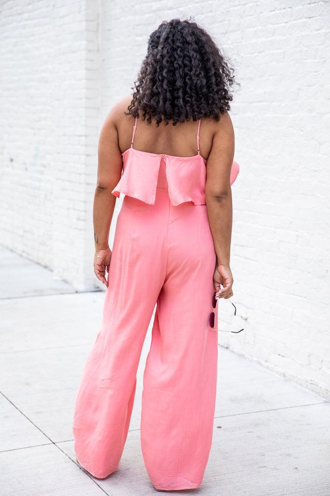 Know No Limits Coral Halter Jumpsuit FINAL SALE Product Image