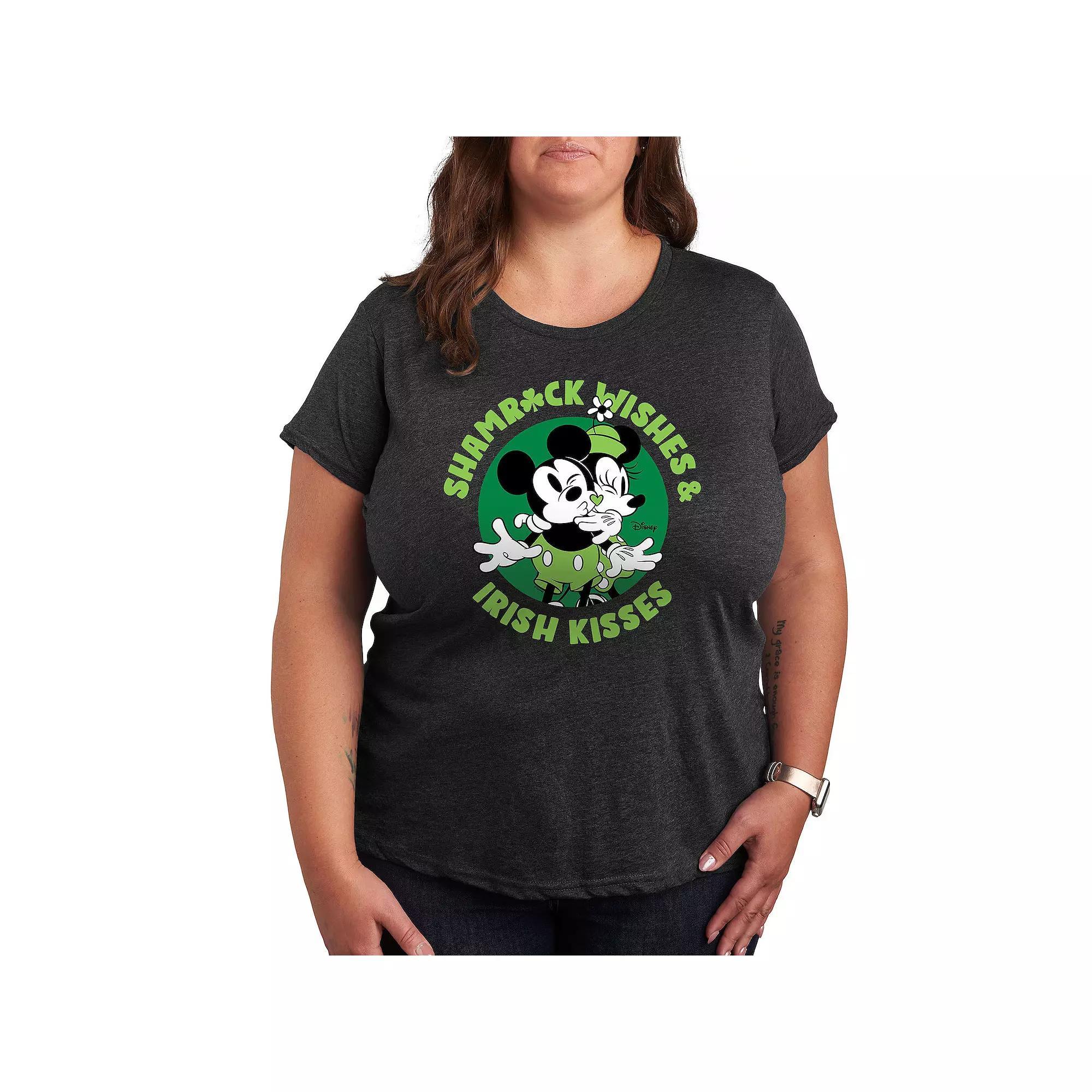 Disney's Mickey & Minnie Mouse Plus Wishes Irish Kisses Graphic Tee, Women's, Size: 4XL, Heather Grey Product Image