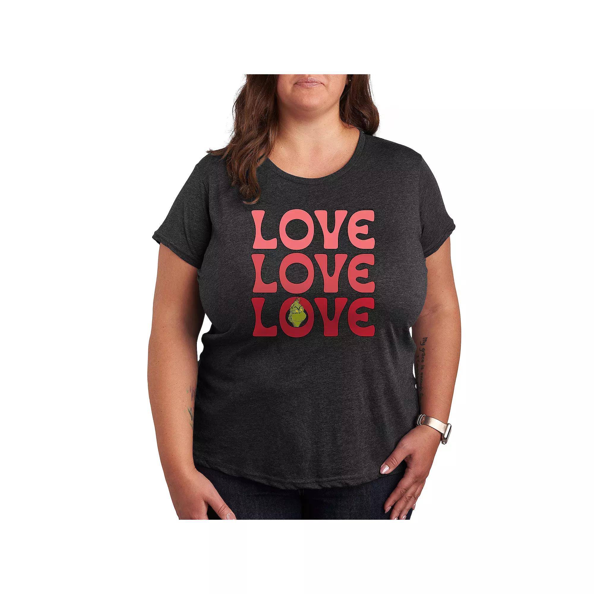 Plus Pete the Cat Big Love Graphic Tee, Women's, Size: 2XL, Heather Grey Product Image