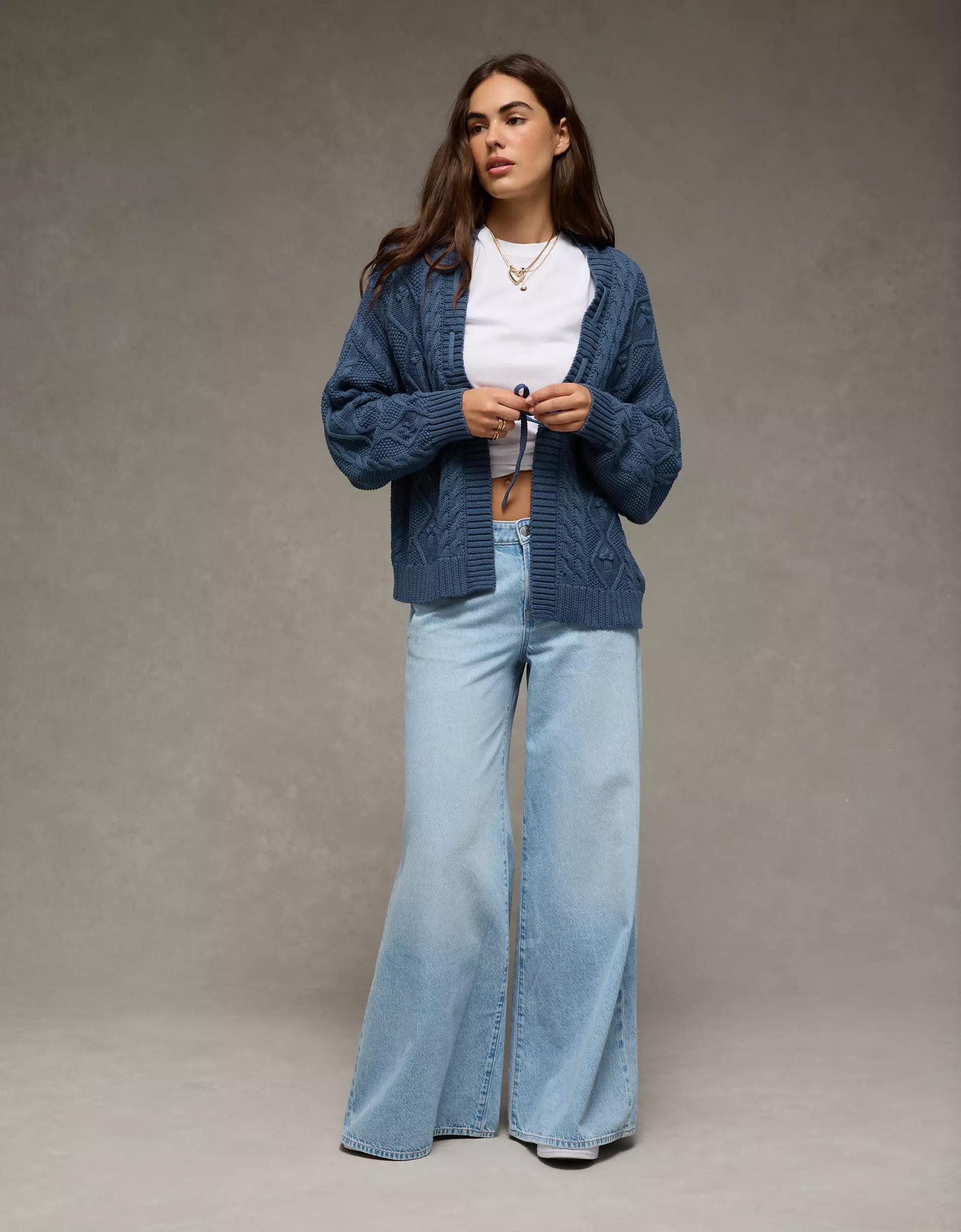 AE Open Front Cable Cardigan Product Image