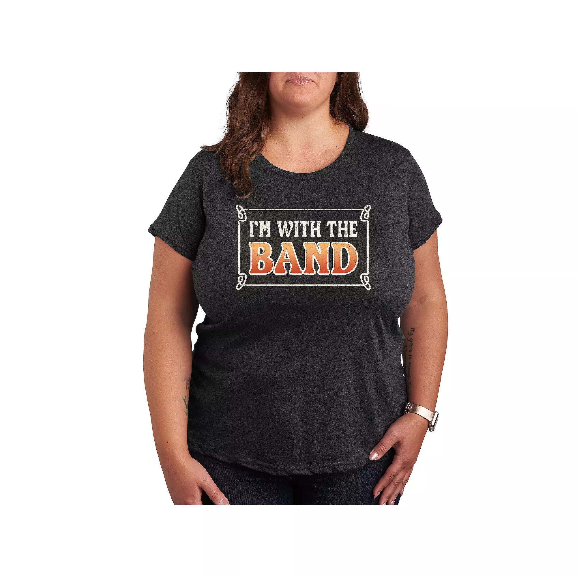 Plus I'm With The Band Graphic Tee, Women's, Size: 4XL, Heather Grey Product Image