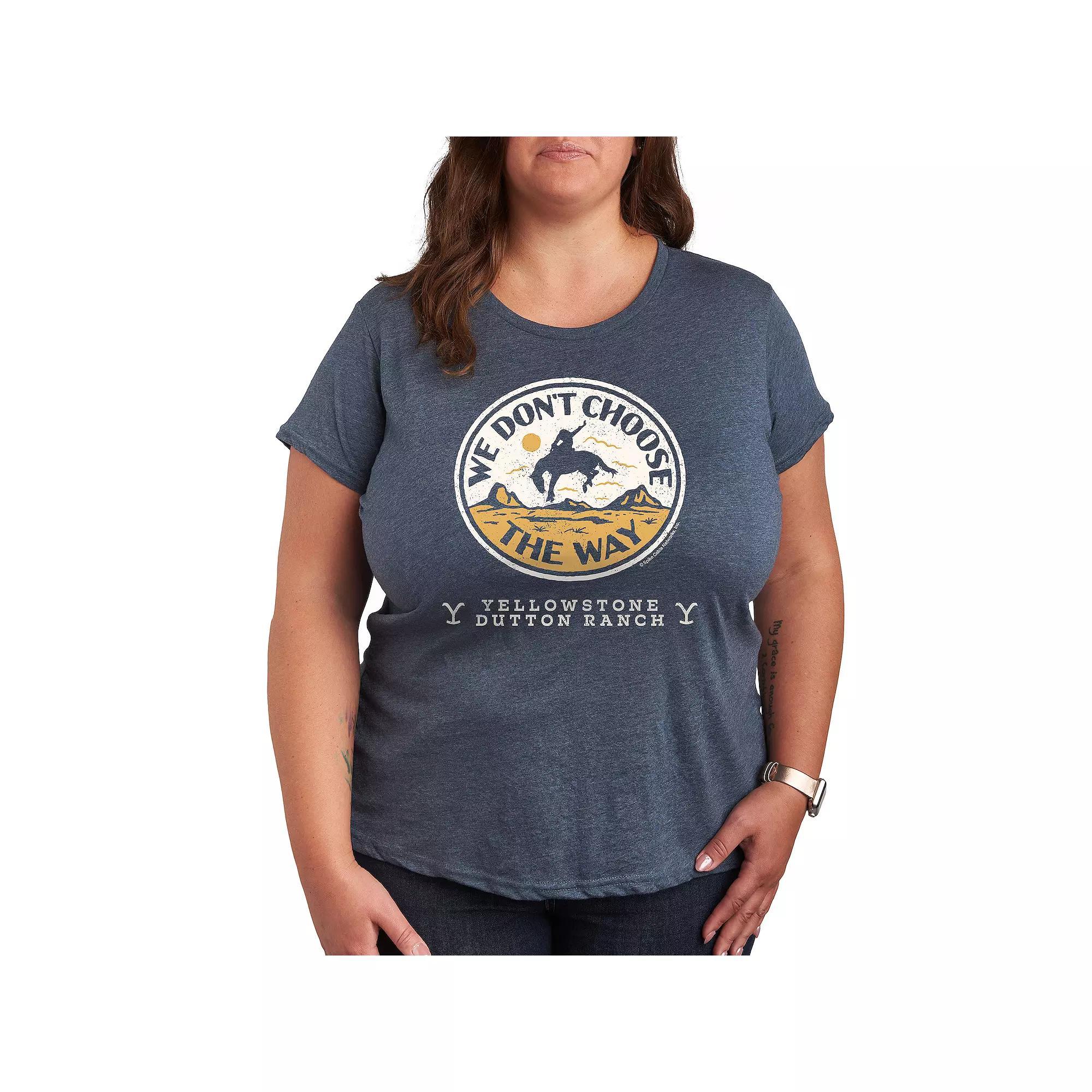 Plus Yellowstone Don't Choose The Way Graphic Tee, Women's, Size: 3XL, Grey Blue Product Image