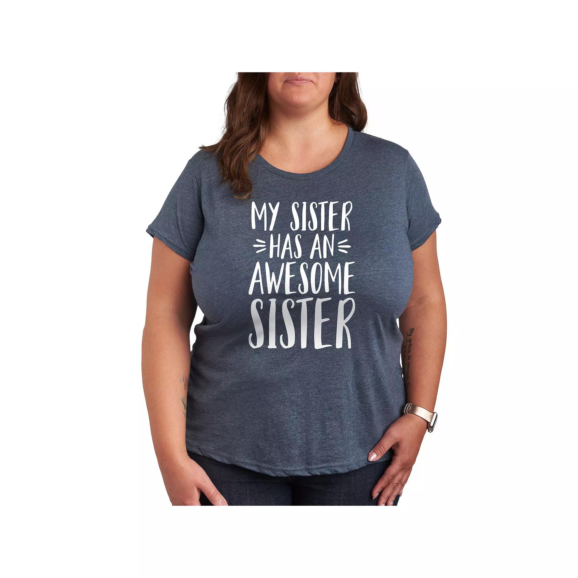 Plus My Sister Has Awesome Sister Graphic Tee, Women's, Size: 1XL, Grey Blue Product Image