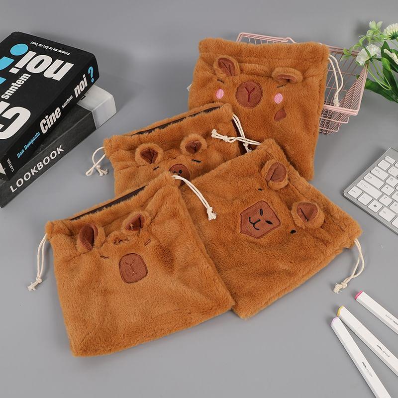 Capybara Chenille Drawstring Pouch (Various Designs) Product Image