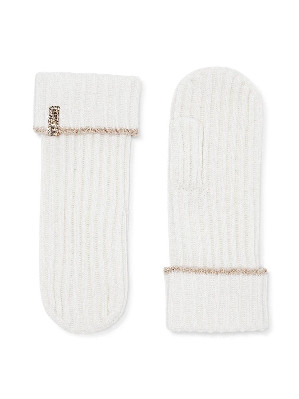 Womens Cashmere Rib Knit Mittens Product Image