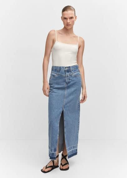 Mango Womens Denim Long Skirt Product Image