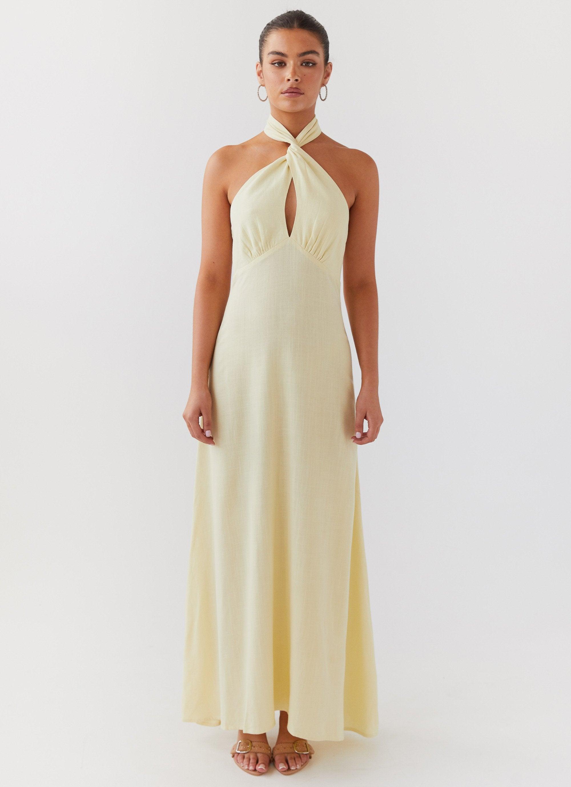 Adrienne Linen Maxi Dress - Lemon Product Image