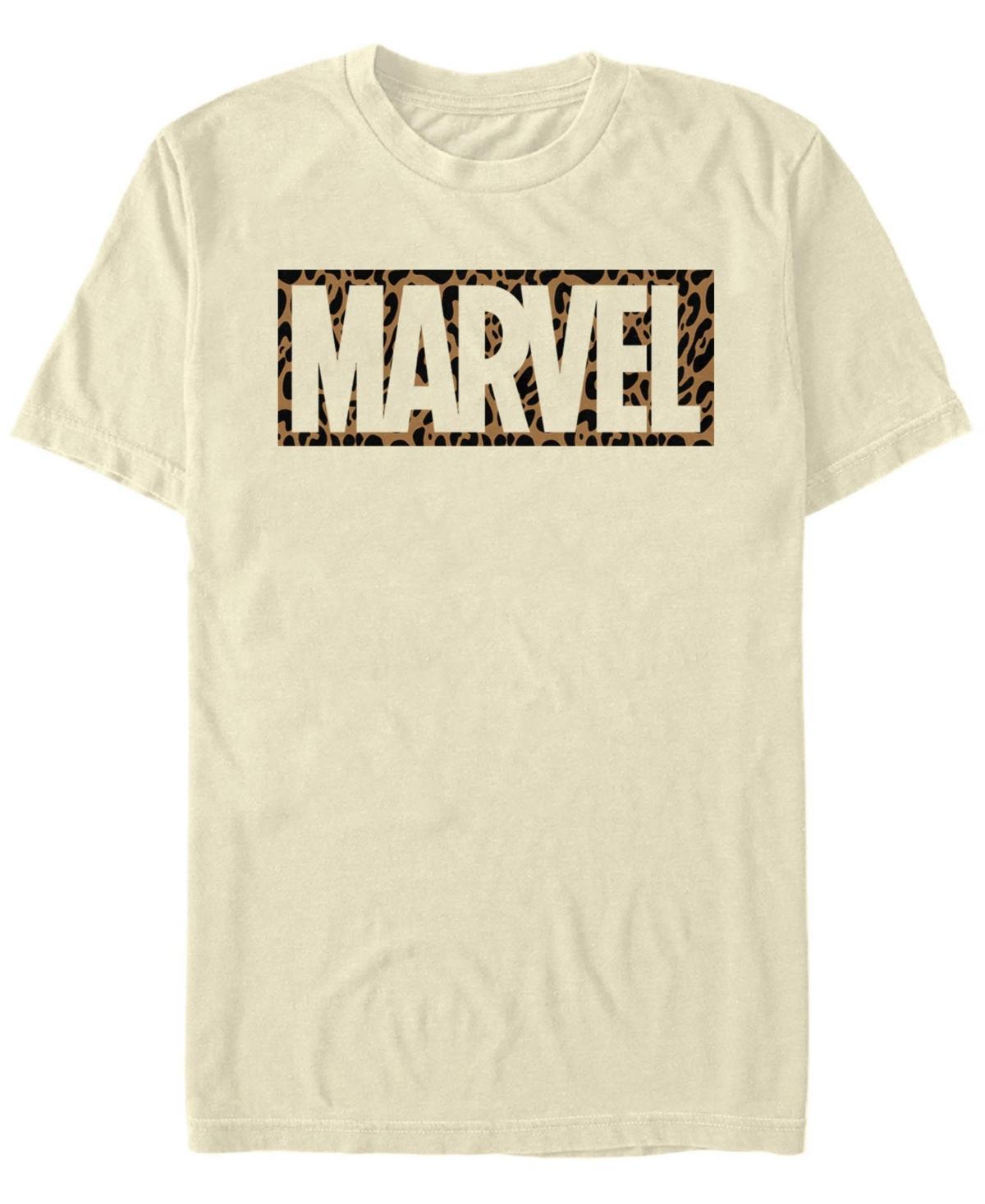 Men's Marvel Cheetah Print Brick Logo Tee, Size: Small, Natural Product Image