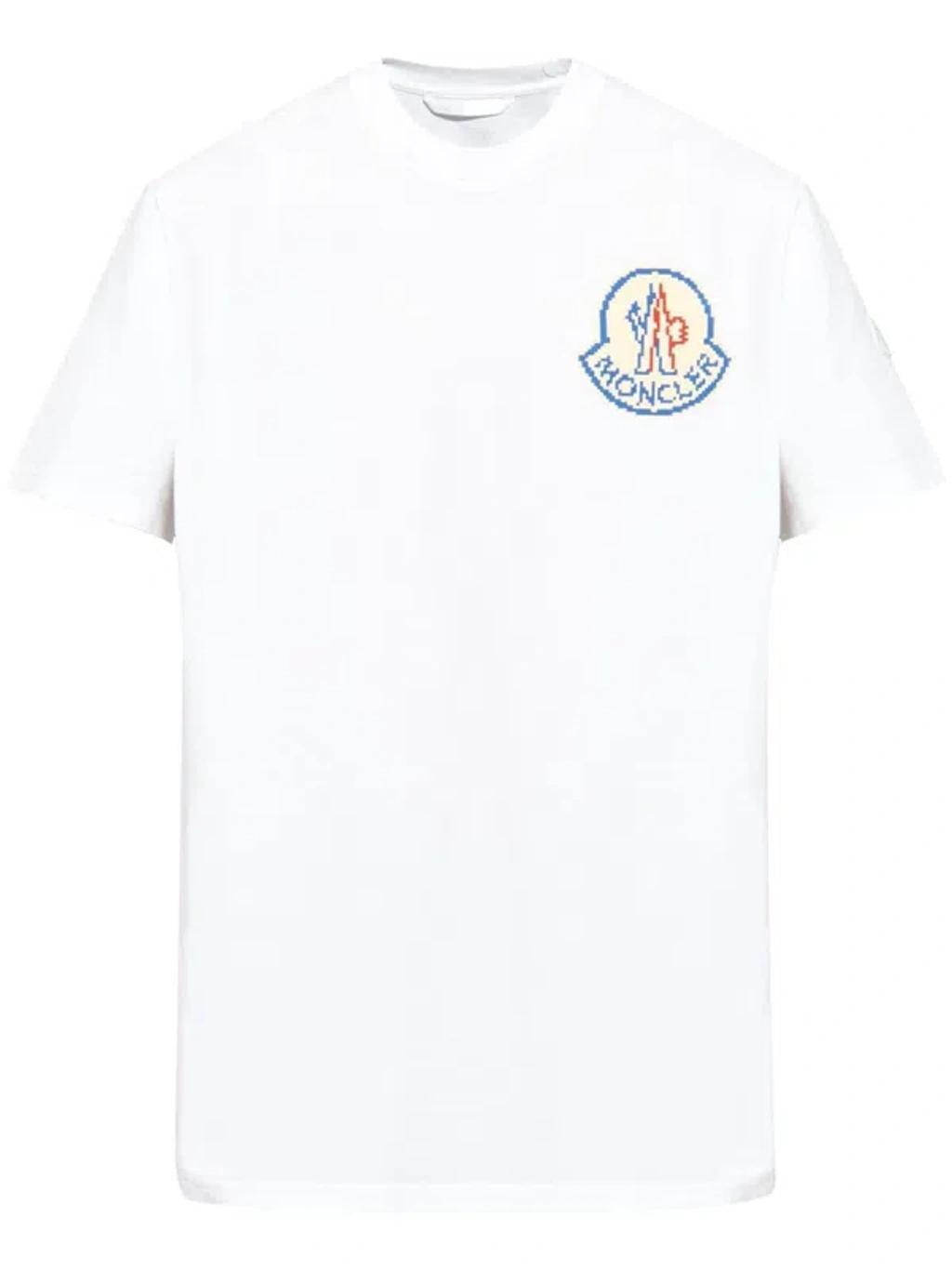 MONCLER Cotton Crew Neck Polo Shirt In White Product Image