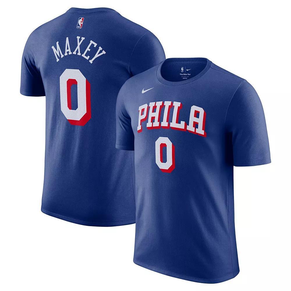Men's Nike Tyrese Maxey Royal Philadelphia 76ers Icon Edition Name & Number T-Shirt,  Product Image