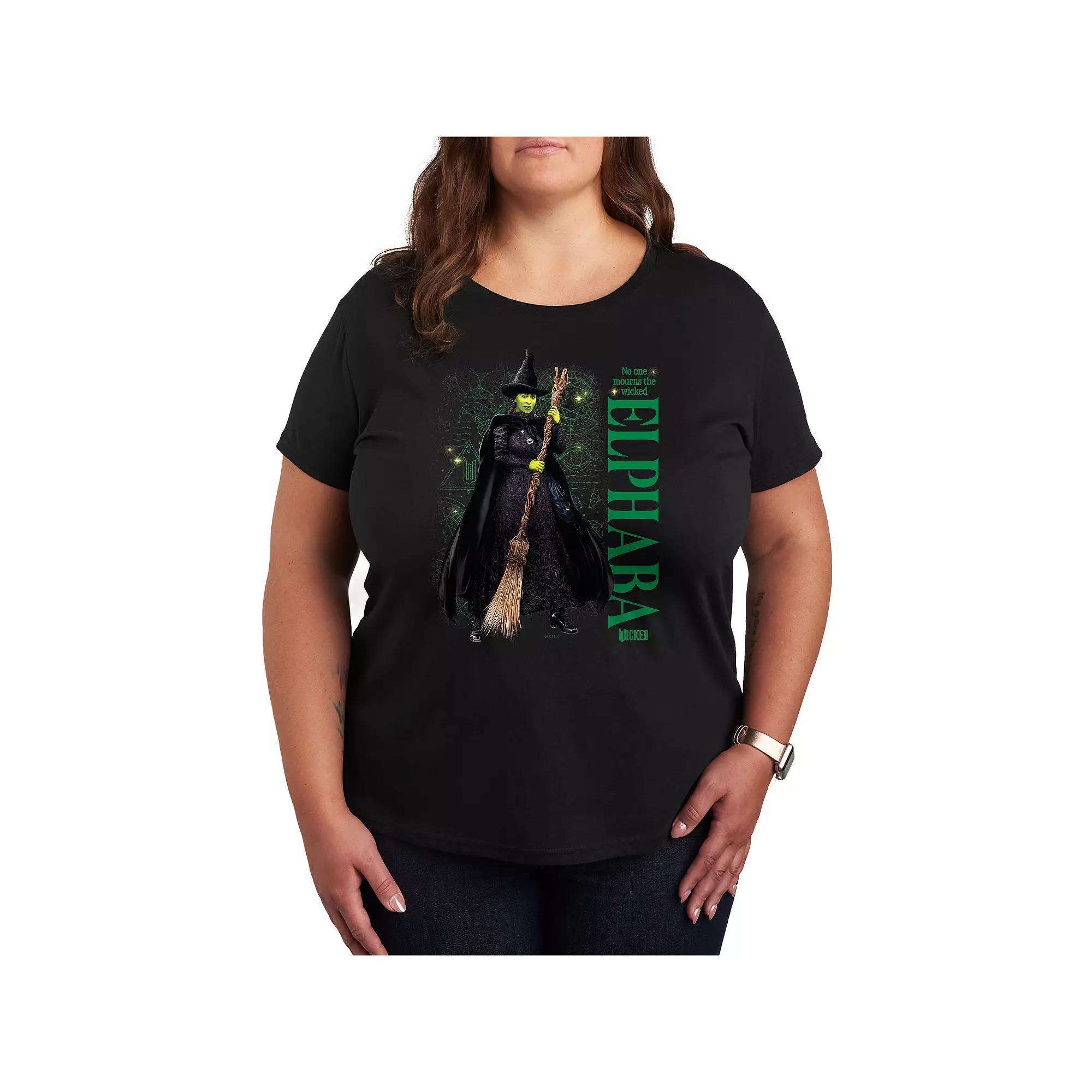 Plus Size Wicked Elphaba No One Mourns The Wicked Graphic Tee, Women's, Size: 1XL, Black Product Image