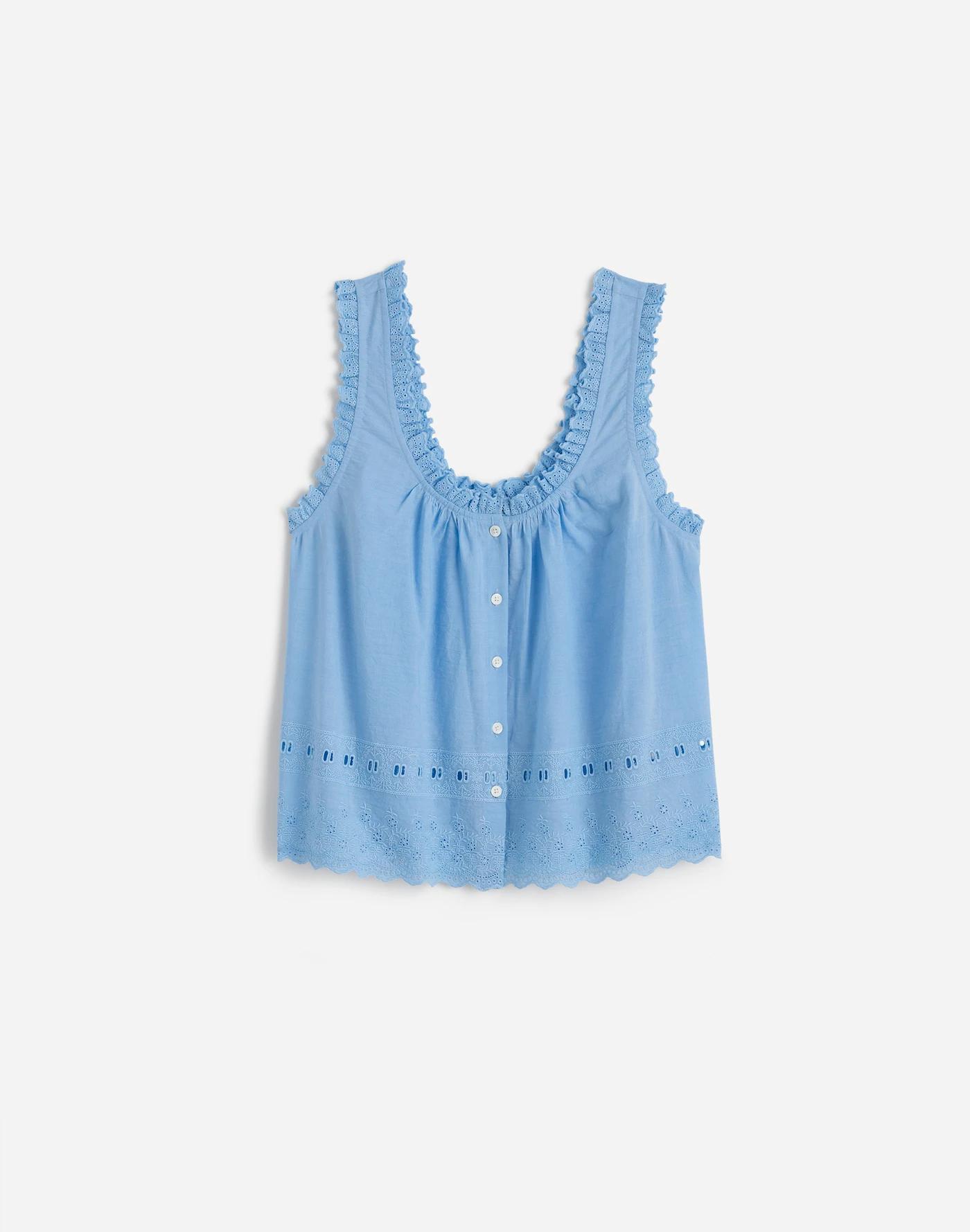 Embroidered Ruffle-Trim Top Product Image