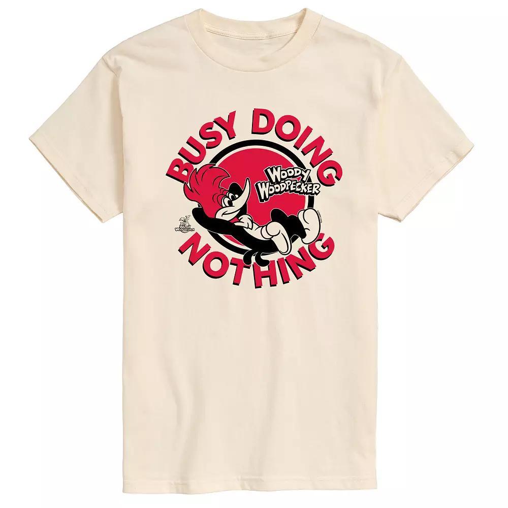 Men's Woody Woodpecker Busy Doing Nothing Graphic Tee, Size: Small, Ivory Product Image