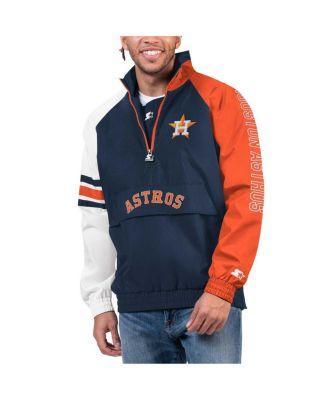 Mens Starter /Orange Houston Astros Elite Raglan Half-Zip Jacket Blue Product Image