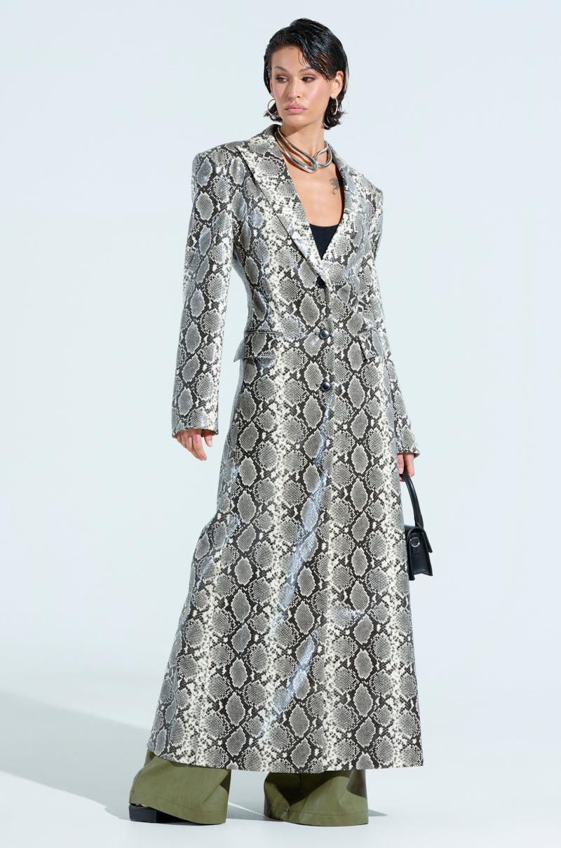 INCOGNITO SNAKE PRINT TRENCH IN IVORY Product Image