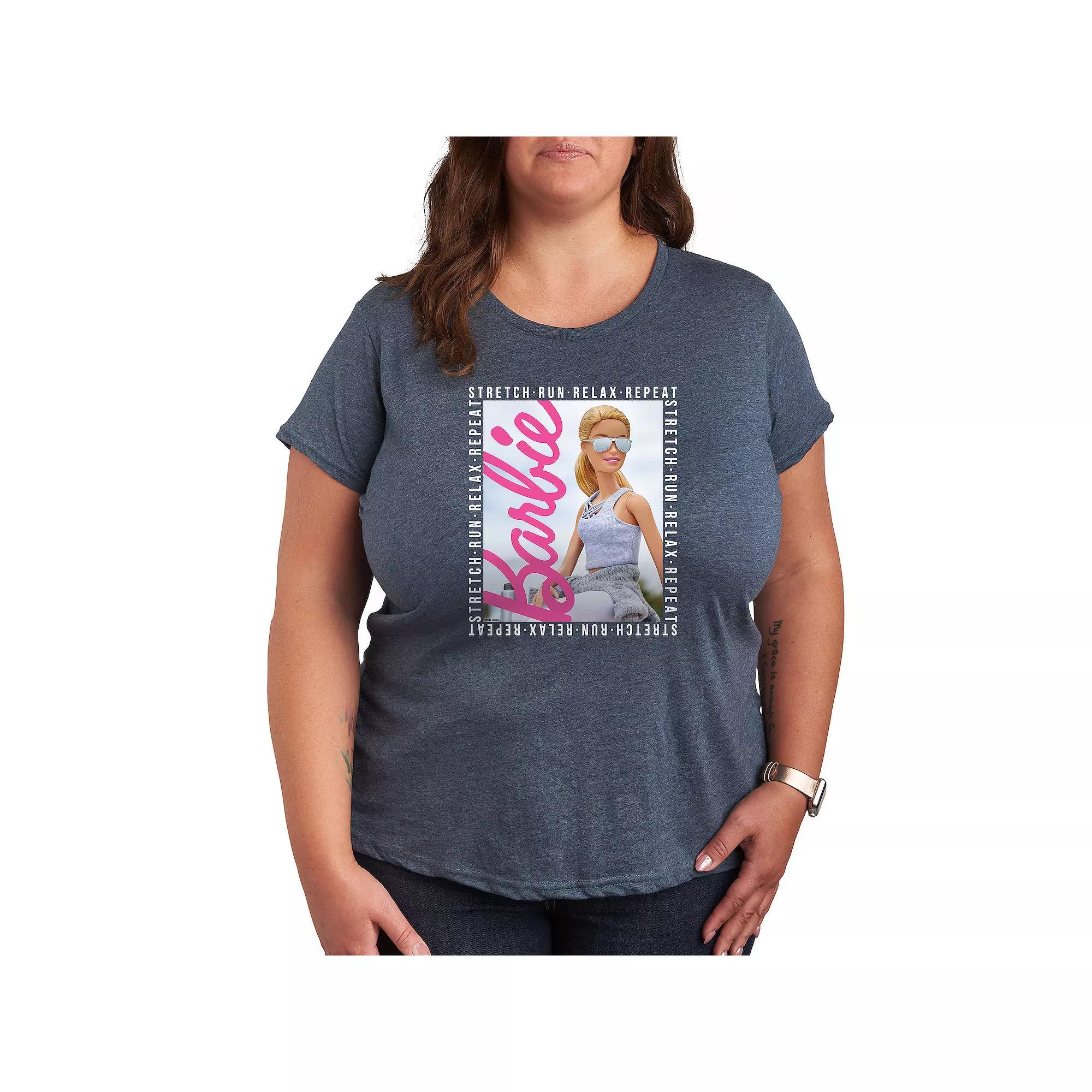 Plus Barbie® Stretch Run Relax Repeat Graphic Tee, Women's,  Product Image