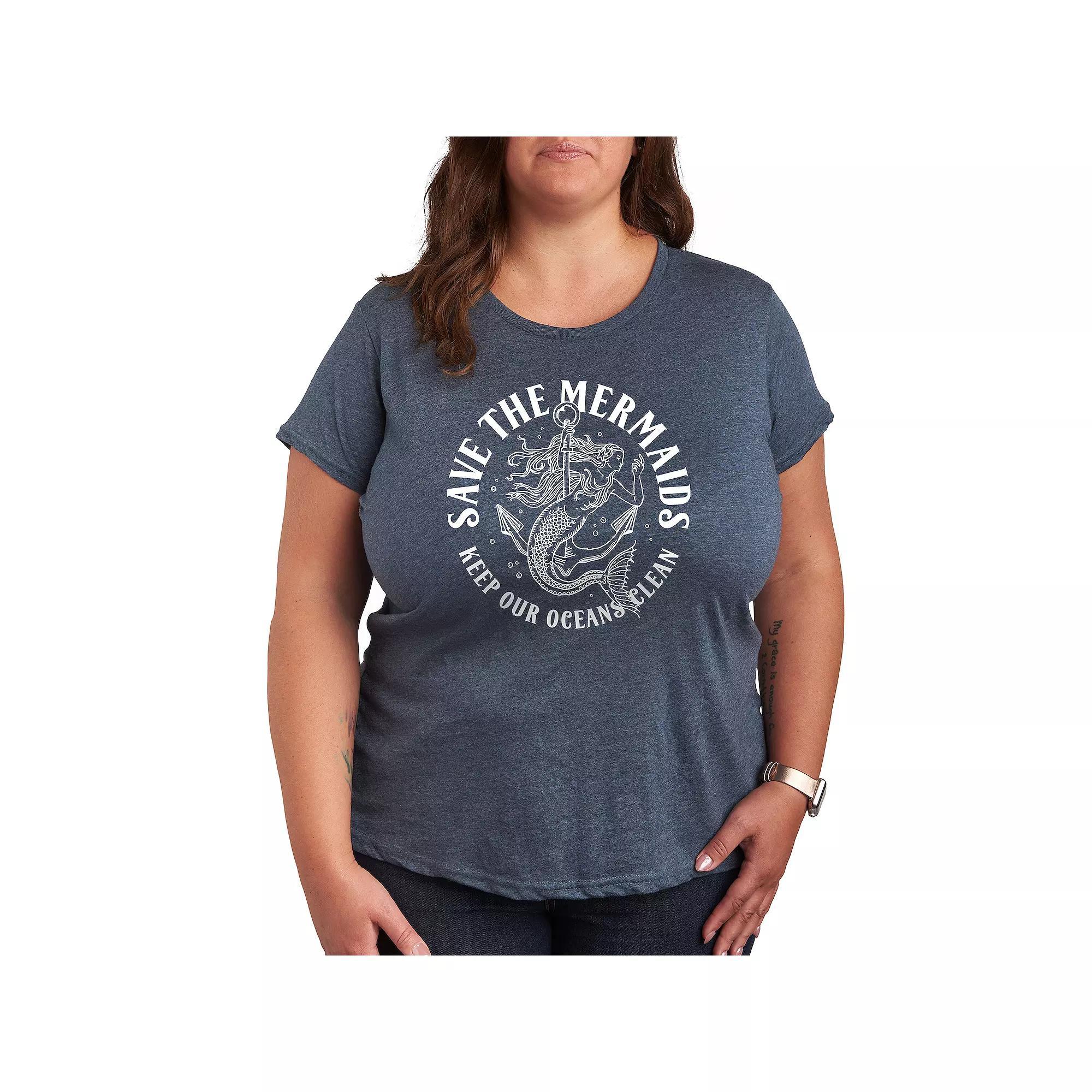 Plus Save The Mermaids Graphic Tee, Women's,  Product Image
