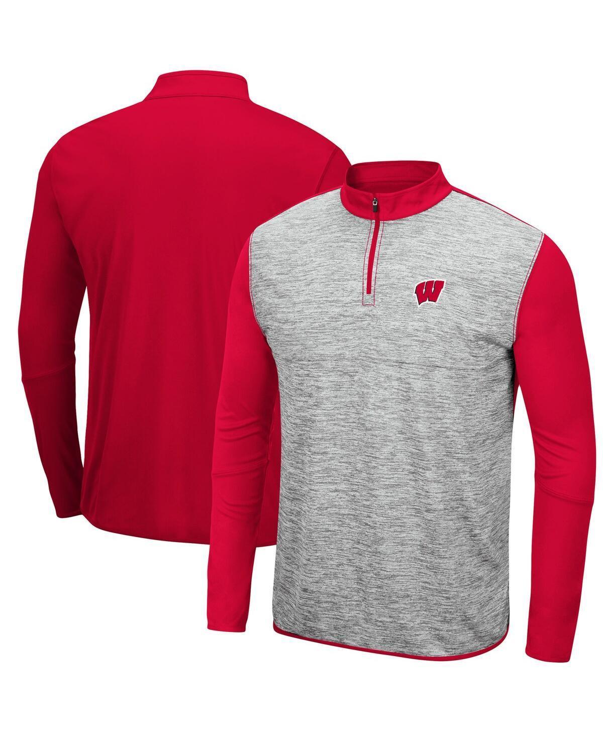 Mens Colosseum Heathered Gray/Cardinal Stanford Cardinal Prospect Quarter-Zip Jacket Product Image