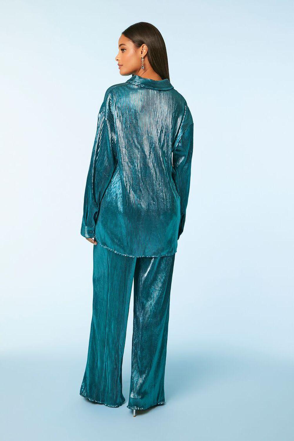 Ribbed Metallic Shirt & Pants Set | Forever 21 Product Image