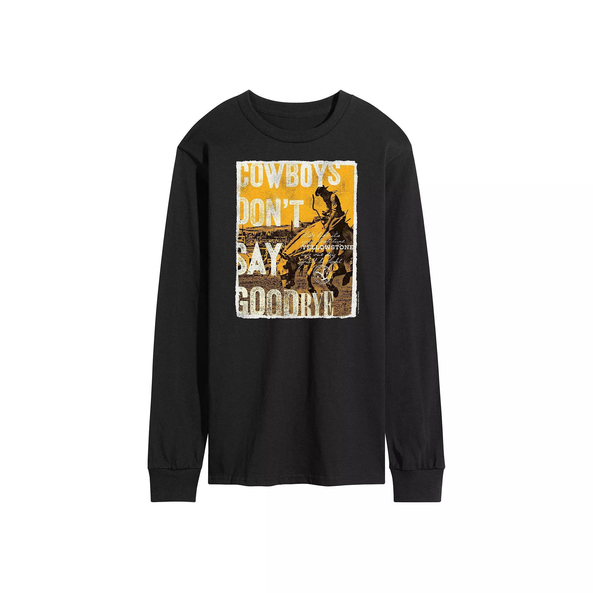 Men's Yellowstone Cowboys Don't Say Goodbye Long Sleeve Graphic Tee,  Product Image