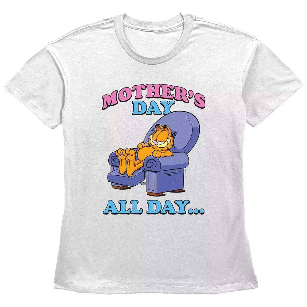 Women's Garfield Moether's Day All Day Basic Fit Graphic Tee, Size: XS, White Product Image