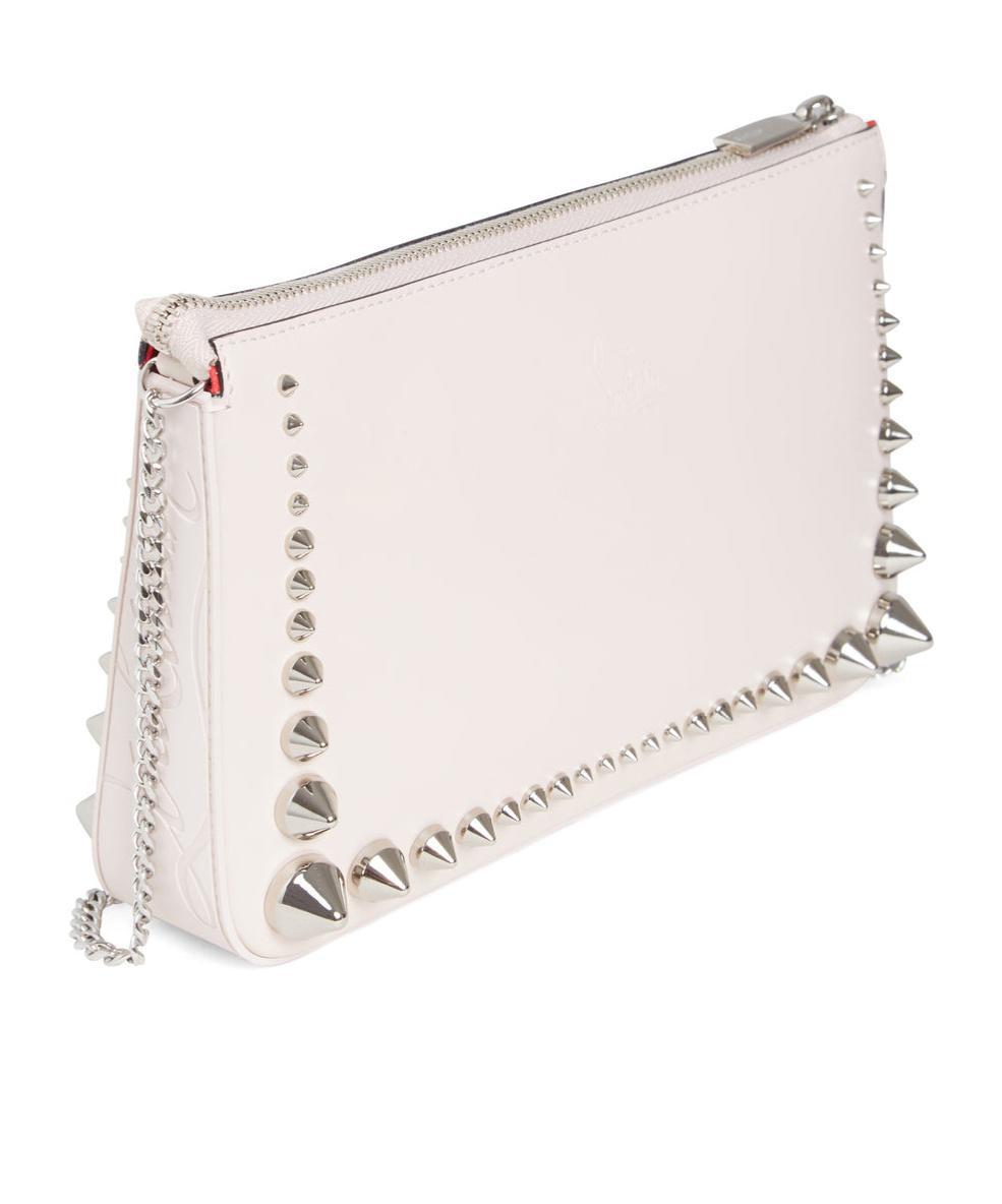 CHRISTIAN LOUBOUTIN Loubila Spike-detail Clutch Bag In White Product Image