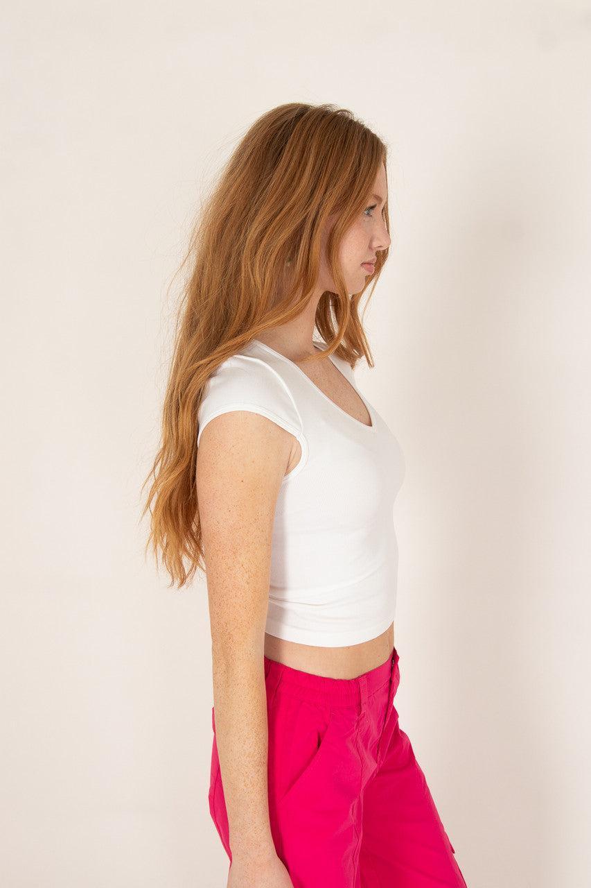 Seamless Cap Sleeve V Neck Tee Product Image