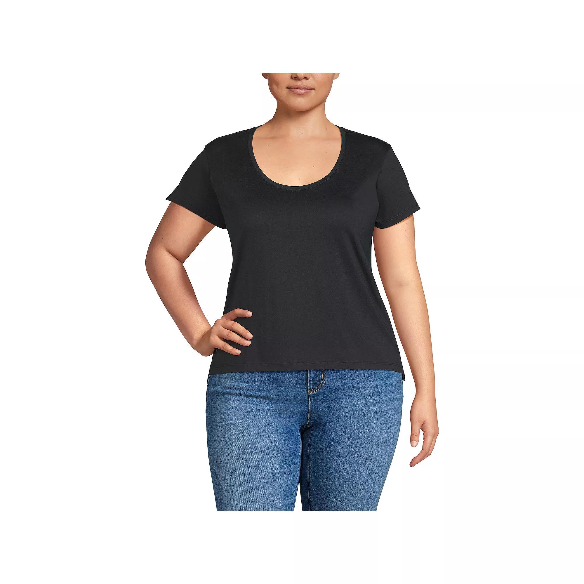 Plus Size Lands' End Short Sleeve Scoopneck T-Shirt, Women's, Size: 1XL, White Product Image
