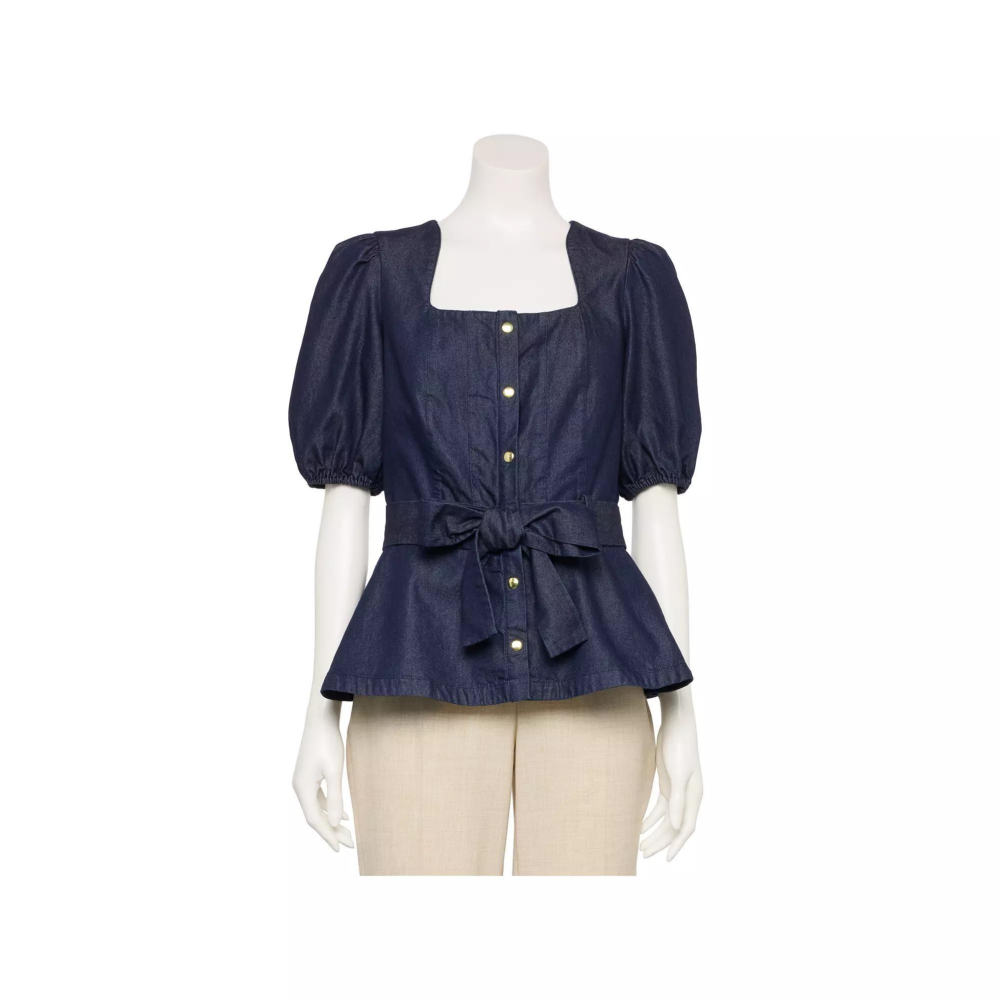 Women's Nine West Adaptive Belted Squareneck Top,  Product Image