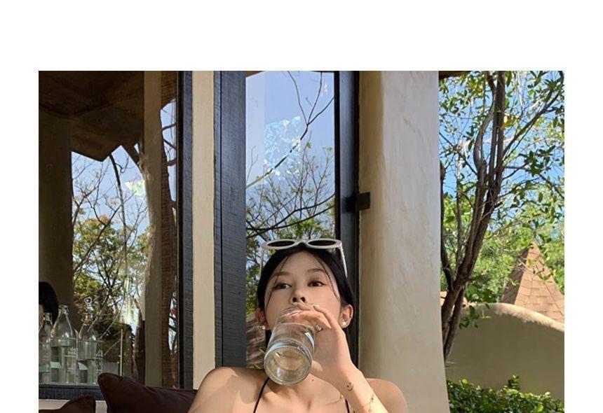 Halter Plain Open Back Padded Crop Cami Top Product Image