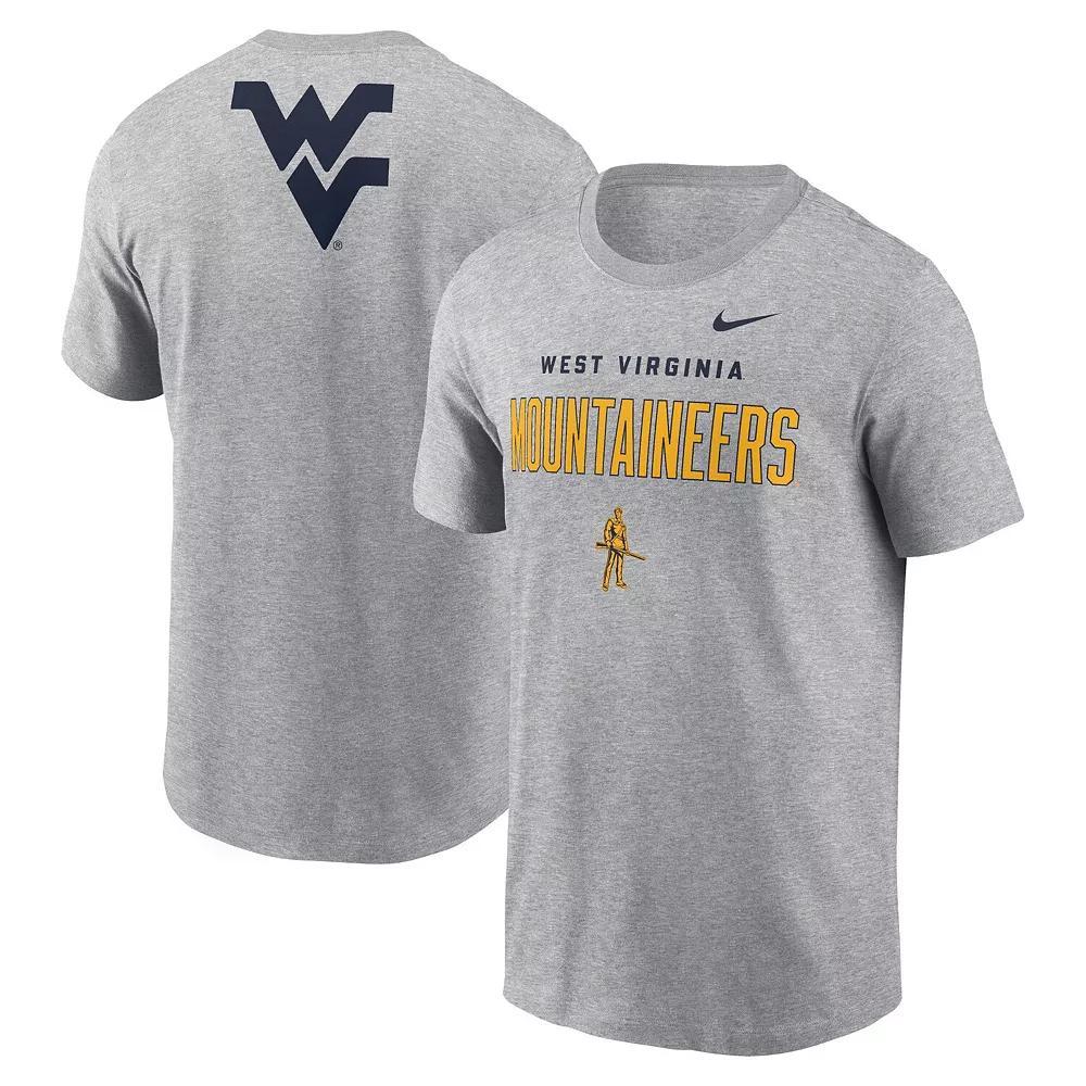 Men's Nike Heather Gray West Virginia Mountaineers Campus 2-Hit Primary Mascot T-Shirt,  Product Image