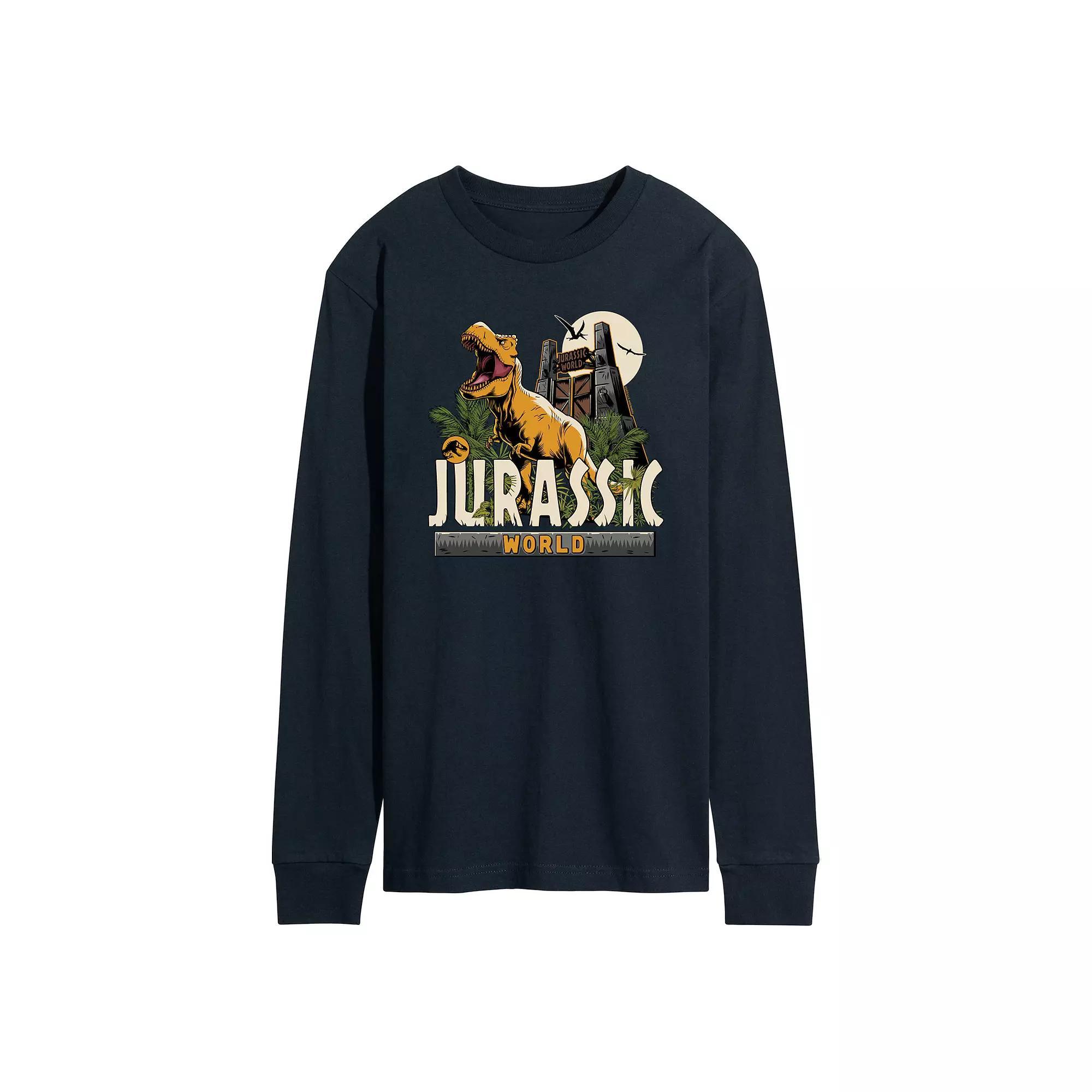 Men's Jurassic World T Rex Long Sleeve Graphic Tee, Size: Large, Blue Product Image