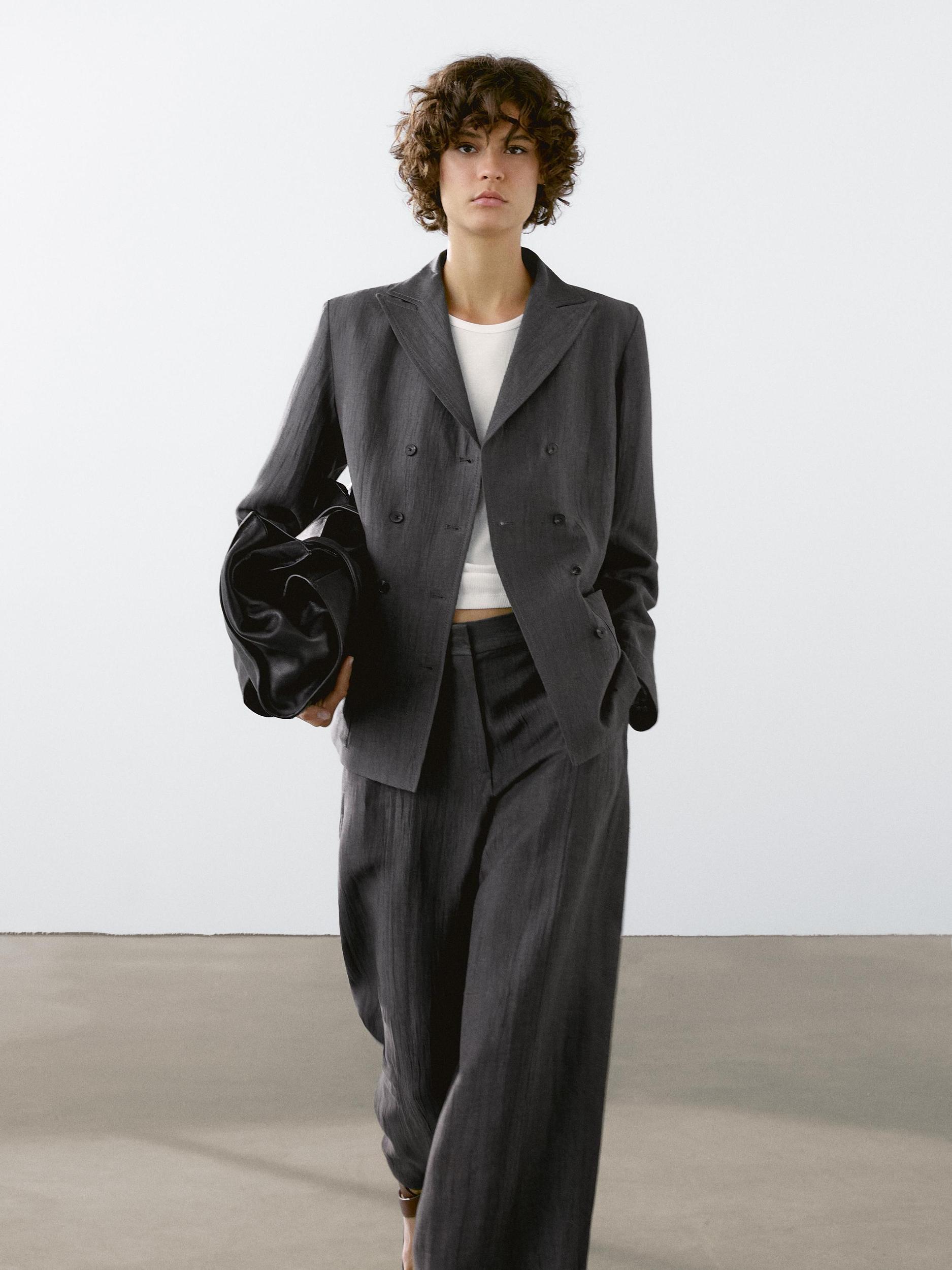 Flowing linen blend suit trousers Product Image