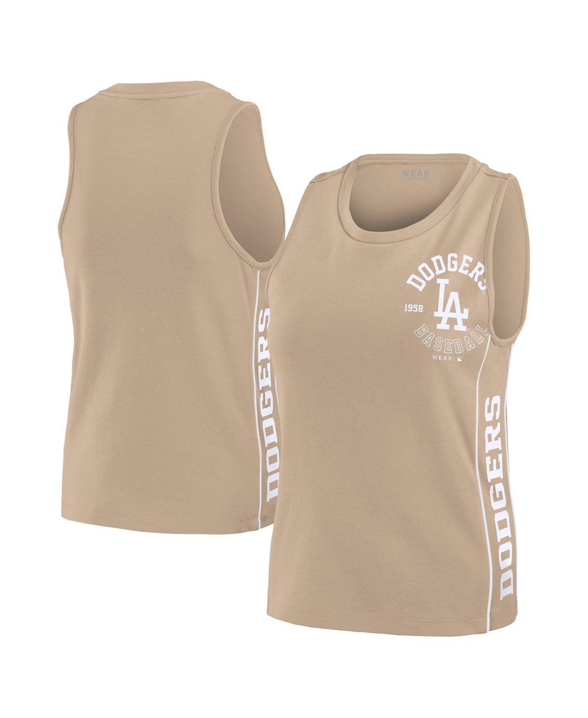 Women's WEAR by Erin Andrews Tan Los Angeles Dodgers Tonal Tank Top, Size: Small, Team Product Image