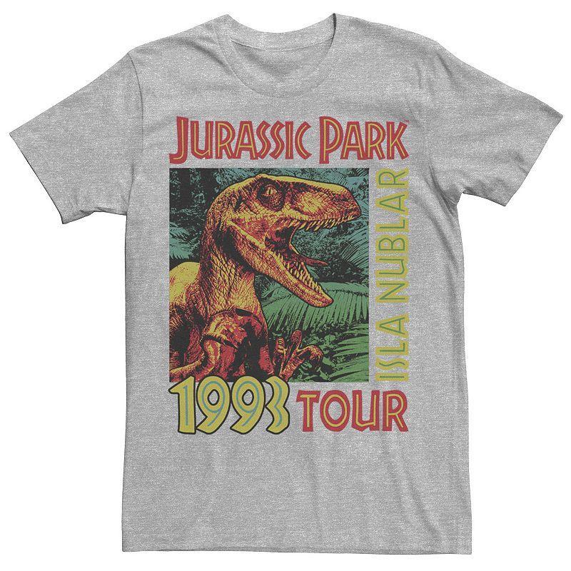 Men's Jurassic Park Isla Nublar 1993 Tour Poster Tee, Size: Small, Grey Heather Product Image