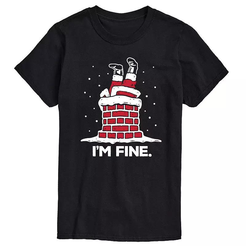 Big & Tall I'm Fine Santa Chimney Graphic Tee, Men's, Size: 4XL Tall, Blue Product Image