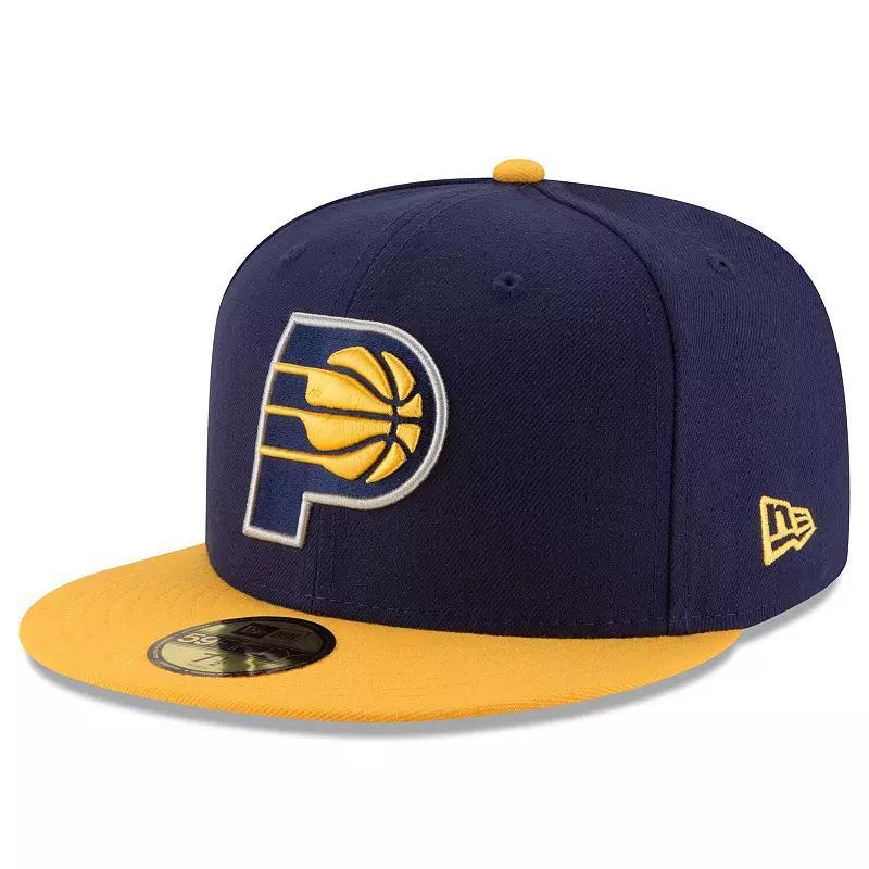 Mens New Era /Yellow Indiana Pacers Official Team Color 2Tone 59FIFTY Fitted Hat Blue Product Image