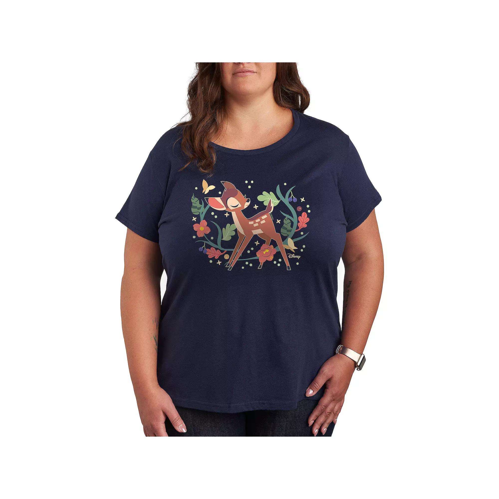 Disney's Bambi Plus Plants Graphic Tee, Women's, Size: 1XL, Blue Product Image