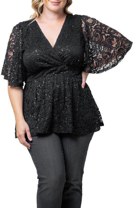 Stardust Sequin Lace Top - Plus Product Image