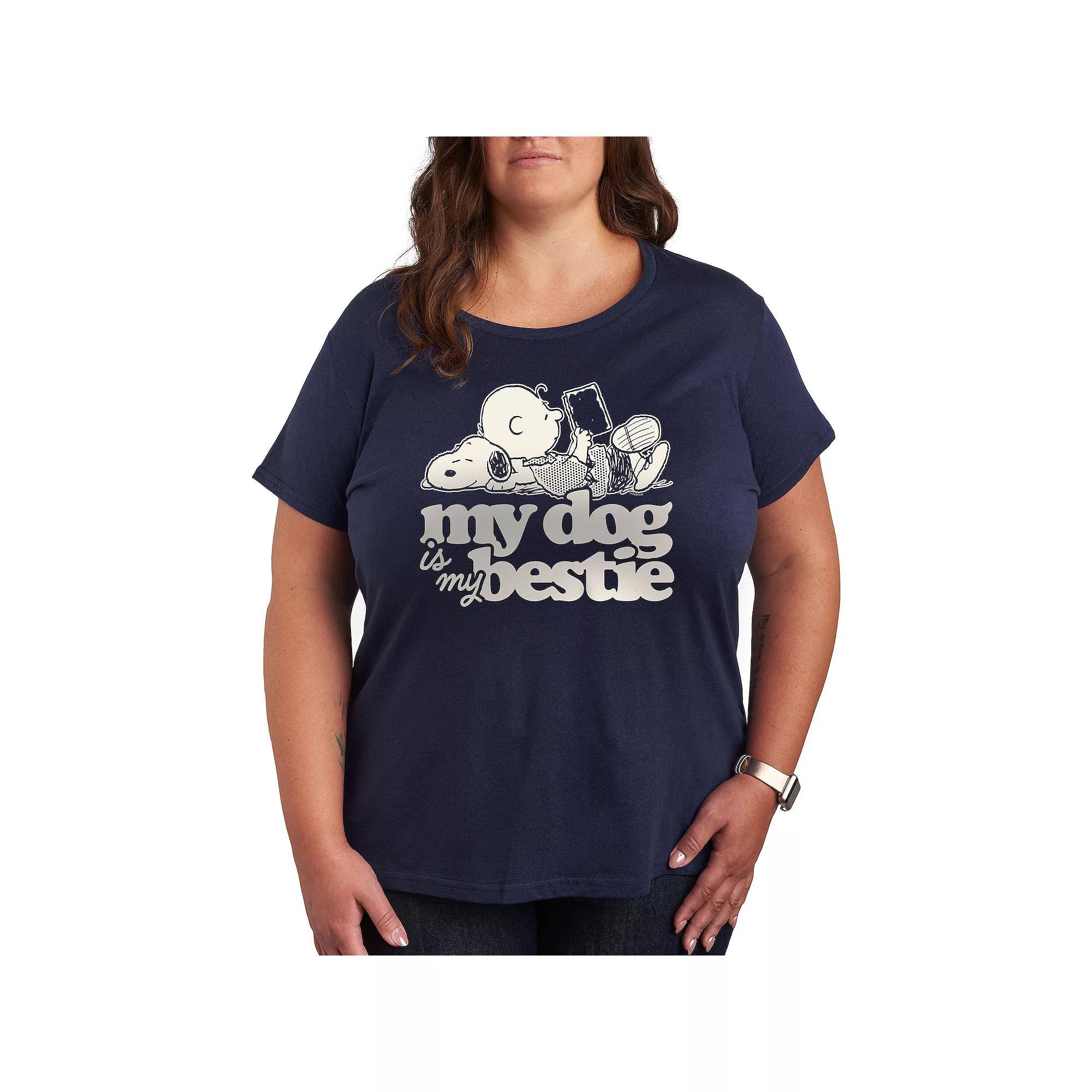 Plus Peanuts Snoopy & Charlie Brown My Dog Is My Bestie Graphic Tee, Women's,  Product Image