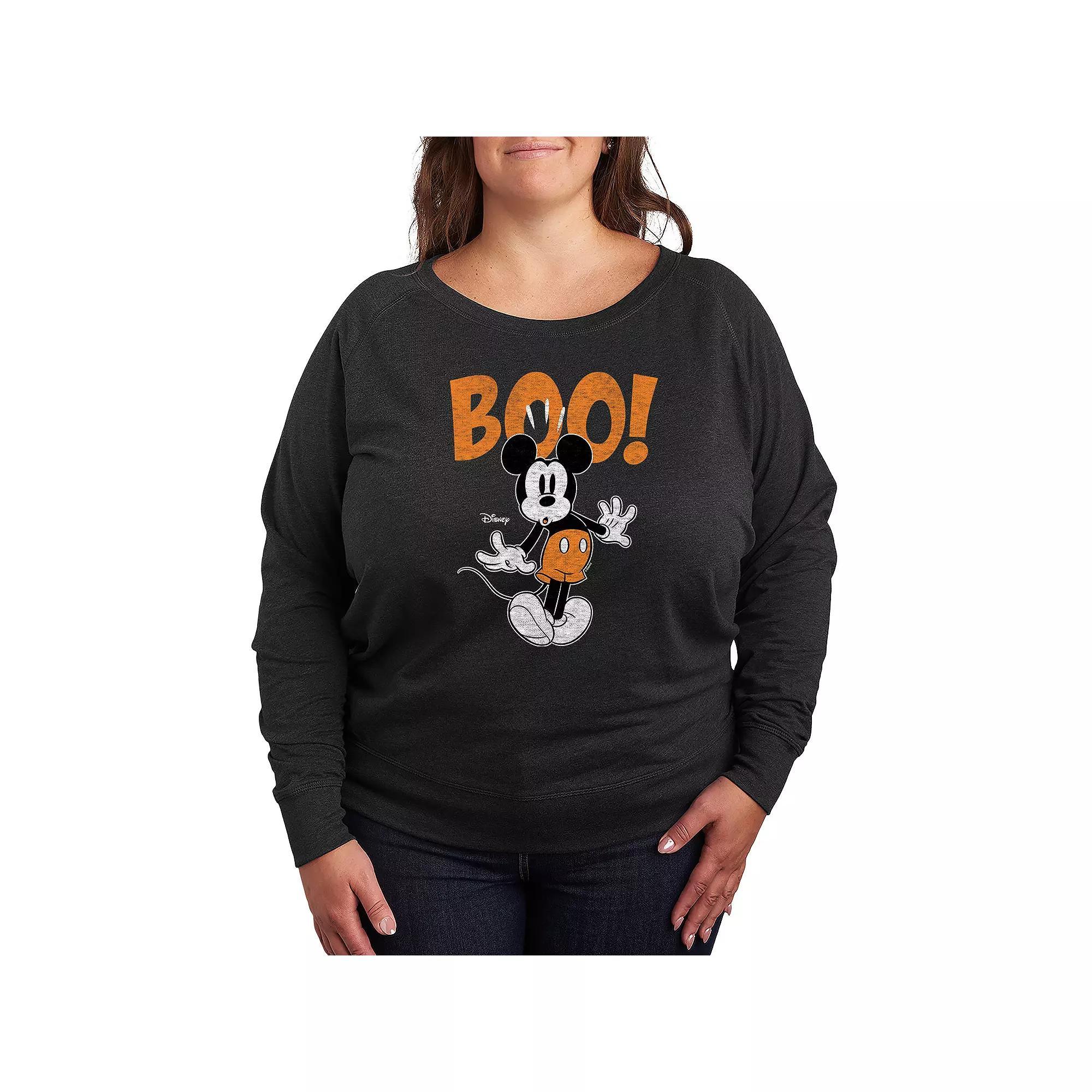 Disney's Mickey Mouse Plus Size Boo French Terry Long Sleeve Tee, Women's, Size: 4XL, Heather Grey Product Image