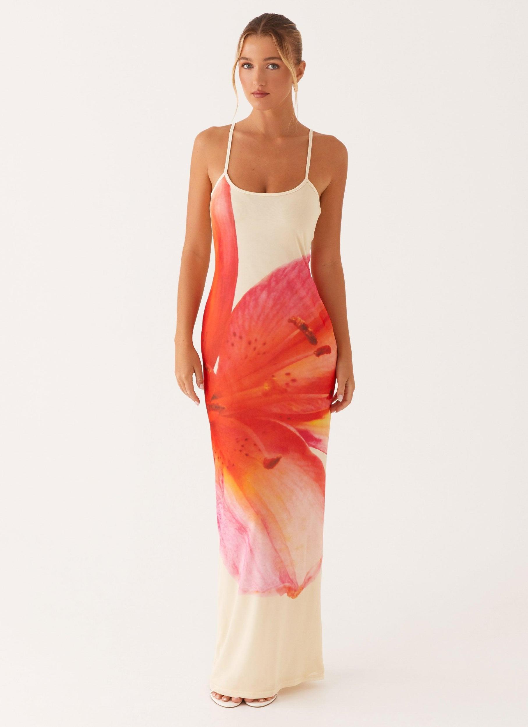 Bad News Mesh Maxi Dress - Yellow Floral Product Image