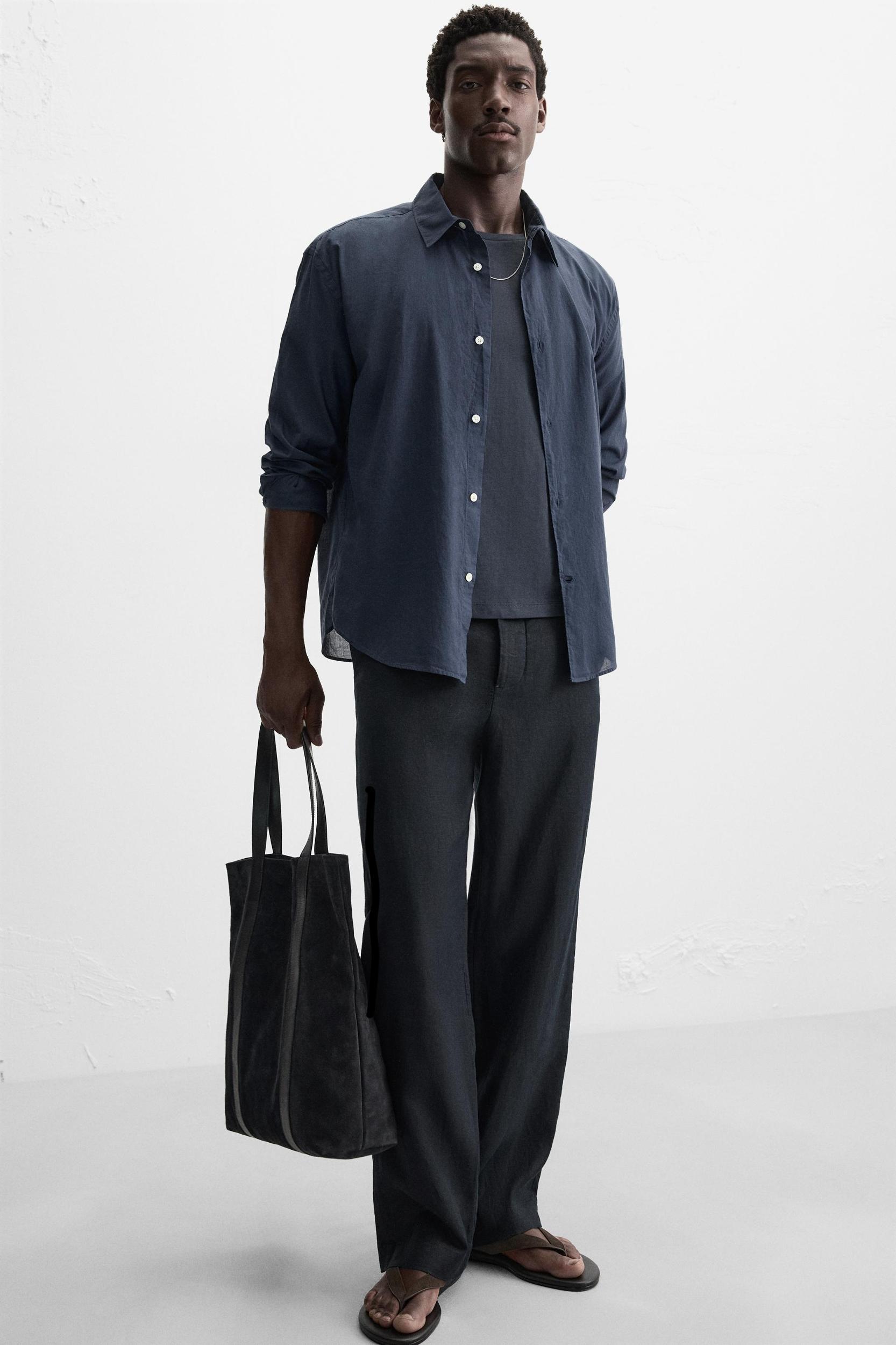 STRAIGHT FIT 100% LINEN PANTS Product Image