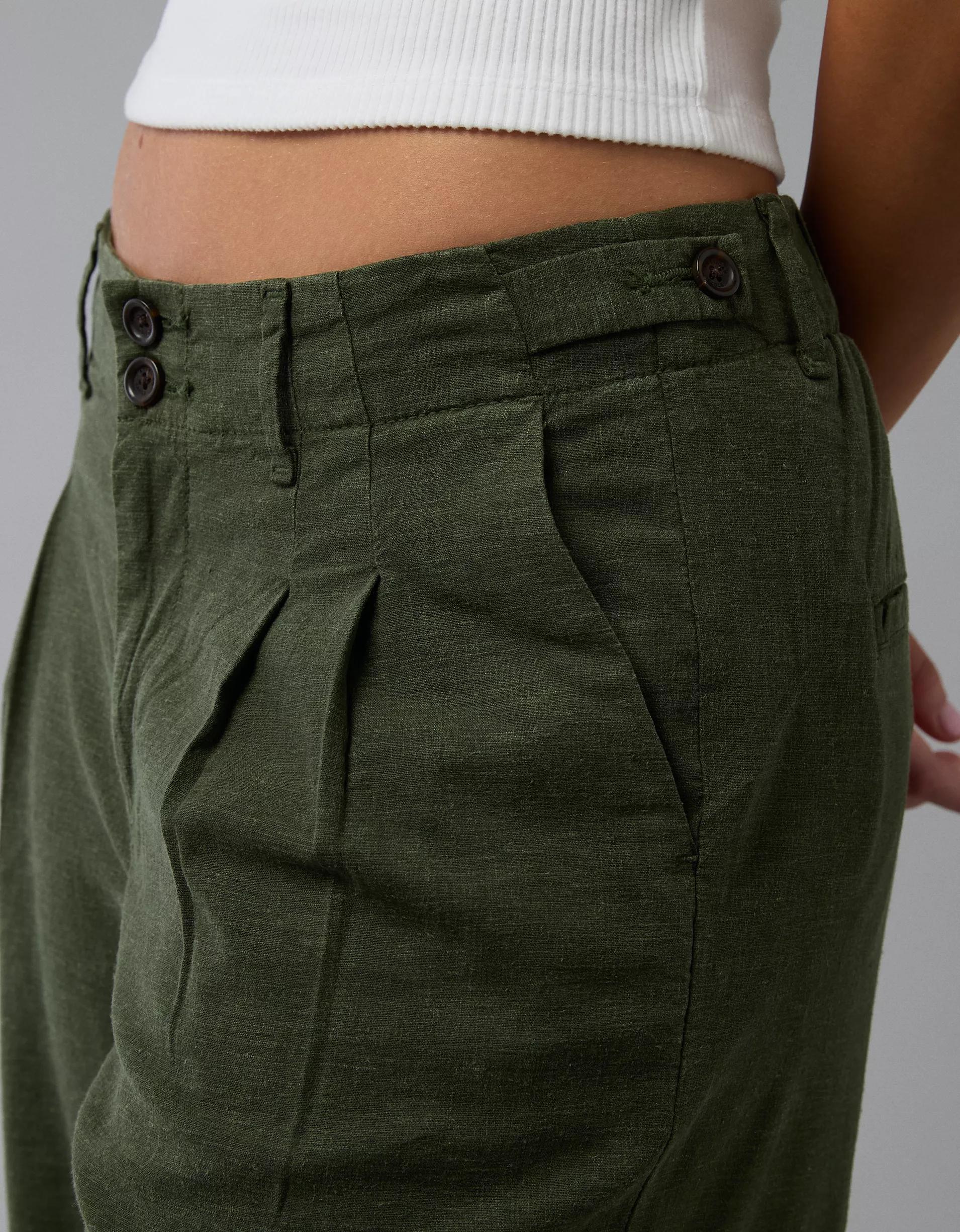 AE Stretch Linen-Blend High-Waisted Wide-Leg Trouser Product Image